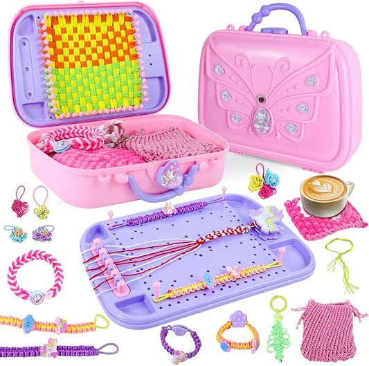 Rubber Band Bracelet Kit for Kids, Loom Bracelet Making Kit, Friendship Bracelet Kit, 400+ Pcs DIY Craft Kit for Girls Ages 6-12, Weaving Loom Set with Case, Beginner Bracelet Maker for Teens Adults