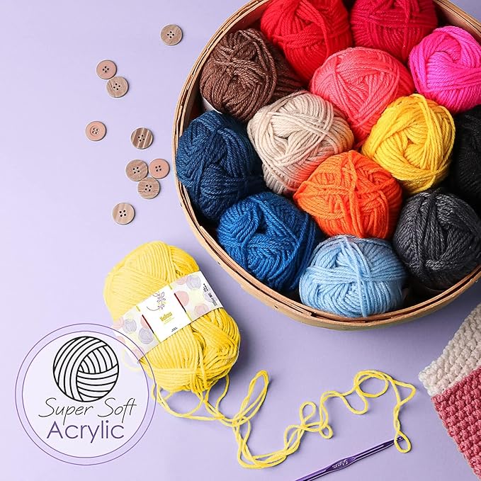 crochet kit for beginners adults and kids, 113 piece knitting & crochet supplies, 1500 yards assorted yarn, 21 ergonomic hooks, plus many accessories – beginner crochet kits ideal for amigurumi