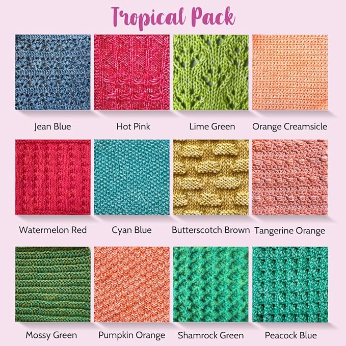 Cotton to The Core Cotton Yarn for Crocheting, 12-Pack (1704 Yds / 600G), Free Patterns, Beginners Friendly - Soft Baby Yarn for Knitting - 3 DK Light Worsted Weight - Tropical Pack