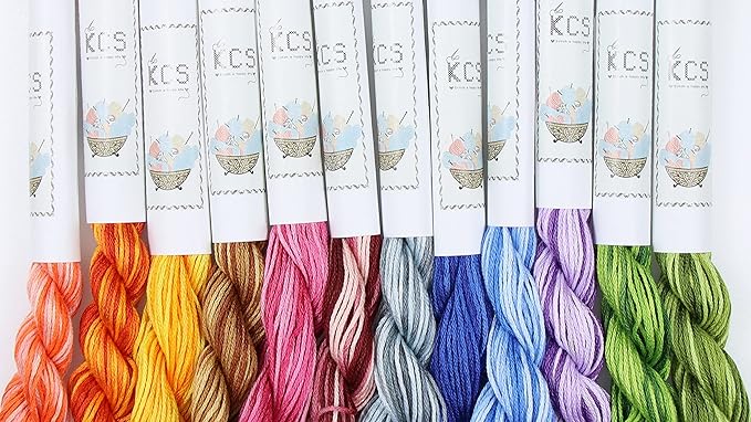 KCS Big skeins of 25 Meters Size 25 Color Variegated Cross Stitch Stranded Threads,12 skeins,03