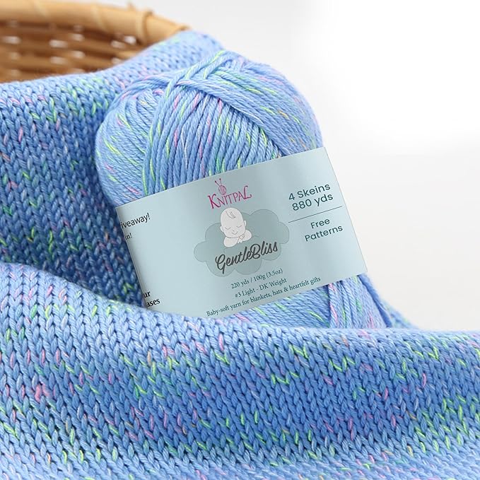 GentleBliss Soft Baby Yarn for Crocheting, 4 Skeins, 880Yds/400G, Free Patterns - Acrylic Baby Blanket Yarn for Knitting - Light Worsted 3 DK Weight - Blue Mermaid