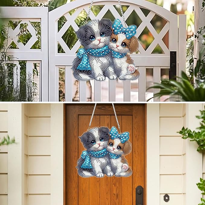 MXJSUA Shih Tzu Dog Diamond Art Hanging Kits for Adults Beginners, DIY Acrylic Special Shaped Crystal Diamond Gem Drills Pendant Art Painting Ornament for Home Wall Decor Gift