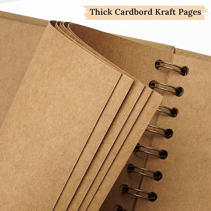 Scrapbook 7x7 Inch DIY Scrapbook Album Hardcover Kraft Paper Scrap Book Photo Albums 40 Pages Perfect for 4x6 / 5x7 Photos Memory Book for Family, Wedding