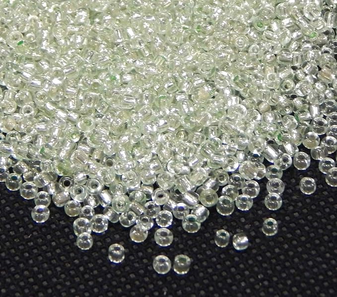 Perlin Glass Seed Beads 4mm 6/0 Round 1100pcs Mini Small Pony Spacer Beads Kit for Jewelry Making Earrings Bracelets Pendants Waist DIY Handmade (Crystal Silver Lined)