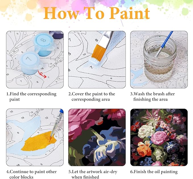 Paint by Numbers Kit for Adults Beginner Flower, Vintage Vase Adult Paint by Number Kits on Canvas, Colorful DIY Acrylic Oil Painting by Numbers for Adults, Perfect for Home Wall Decor 16X20 Inch