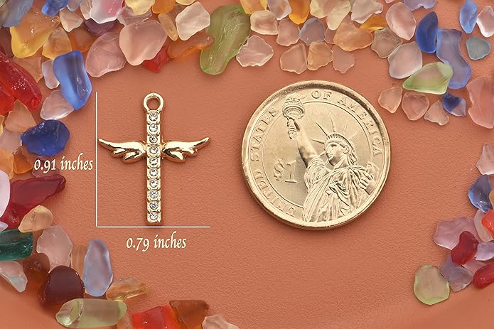 Pack of 20 Rhinestone Charms Gold Plated Pendants Pave Crystal Accessories for Necklace Bracelet Jewelry Making DIY Crafting