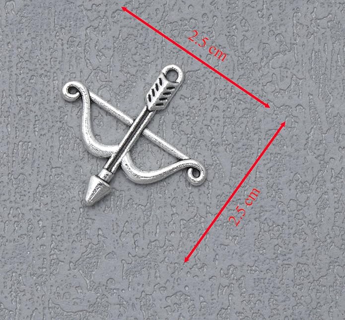 50 Pcs Bow and Arrow Charms Metal 2.5 X 2.5 CM Cute Vintage Pendants for DIY Jewelry Making Finding Kits Necklace Bracelets Earring Keychain Crafting Project Supplies