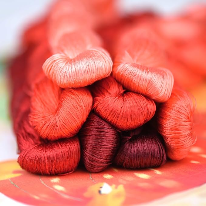 Natural 100% Silk Thread, Handmade Embroidery Thread Silk Floss 8 Colors 110m Each (42)