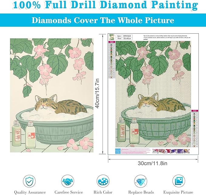ARPADAMO cat Diamond Art Kits for Adults,5D Tabby Cat Diamond Painting DIY Diamond Art Diamond Painting Kits for Adult,Round Full Drill Diamonds, Diamond Art Kits for Home Decor-12x16inch
