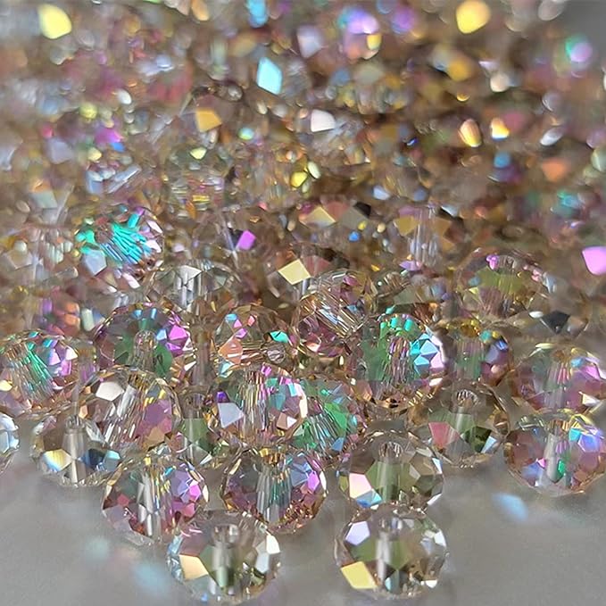 laopottbeads 460pcs 8mm crystal glass beads for jewelry making beads for bracelets necklace pendants making supplies(silver champagner)