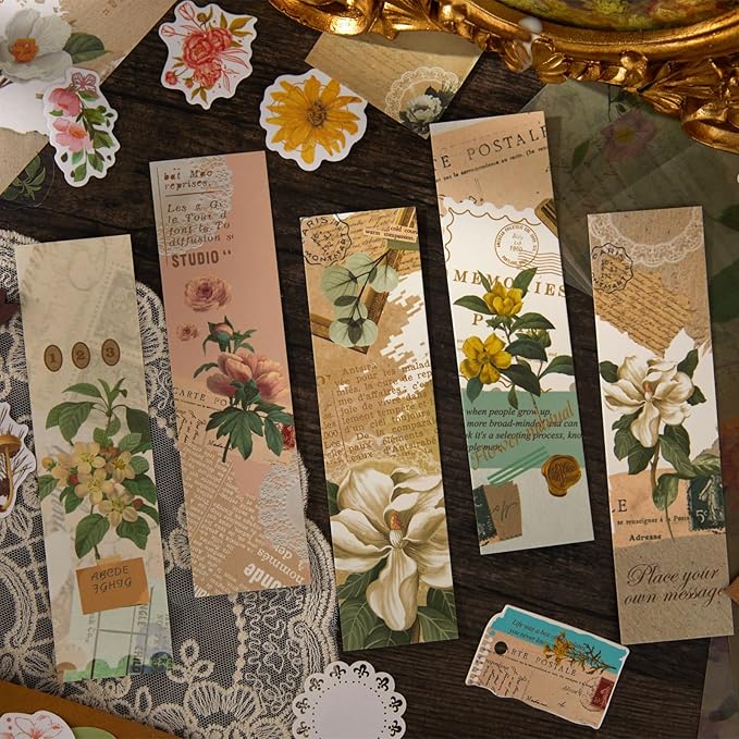 Flartmo 313 Pcs Complete Scrapbook Supplies Kit, Vintage Scrapbook Paper & Nature Flower Stickers, Junk Journal Scrapbooking Supplies Kit for Journaling, Scrapbooking Embellishments, Planner, Card
