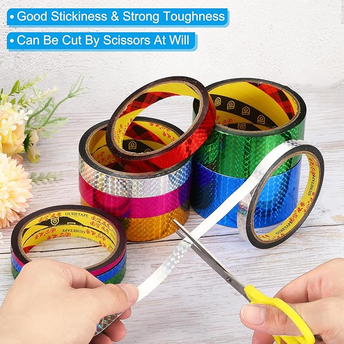 PATIKIL Prism Tape 0.2 Inch x 32.8 Yards, 6 Pack Holographic Metalized Reflective Self Adhesive for DIY Art Craft Wrap Wall Decoration, Assorted Color