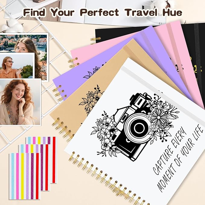 Scrapbook Album 10x10 inch, Travelling Journal Scrap Book Family Scrapbook Scrapbooking Supplies Kits Gift for Couples Anniversary Wedding (brown, 10 x 10 inch)