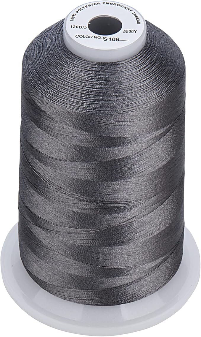 Simthread - 33 Selections - Various Assorted Color Packs of Polyester Embroidery Machine Thread Huge Spool 5500Y for All Sewing Embroidery Machines - 3 Different Gray Colors