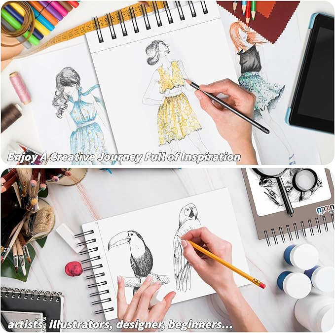 20 Pcs Sketch Books Bulk 5.5 x 8.5 In 800 Sheets Top Spiral Bound Sketch Pad Drawing Paper 40 Sheets Each Acid Free Mixed Media Sketchbook 68lb/100gsm Art Supplies for Beginner Artist