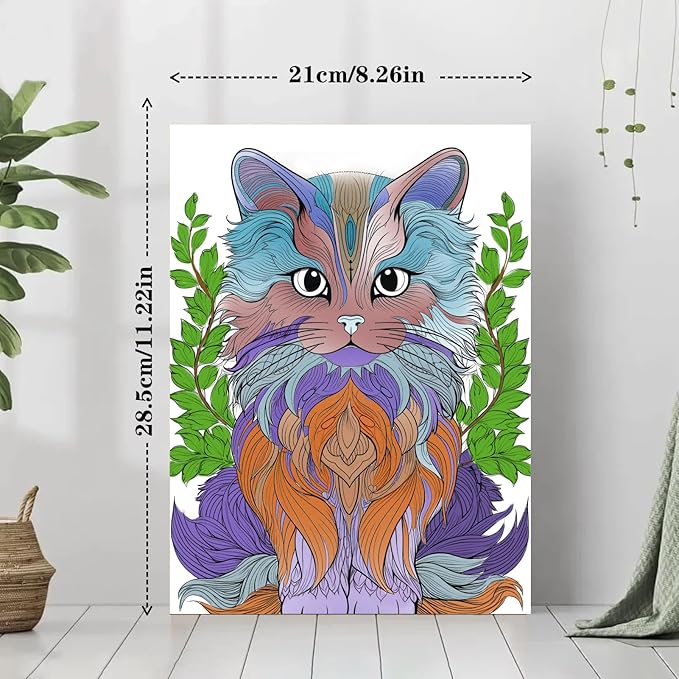 Cat Coloring Book, Cat Coloring Book for Adults Spiral Bound One Sided Design Thick Paper, Friends with Benefits Coloring Book for Women Hardback Cover Stress Relief Anxiety Therapy Coloring Relaxation 30 Pages