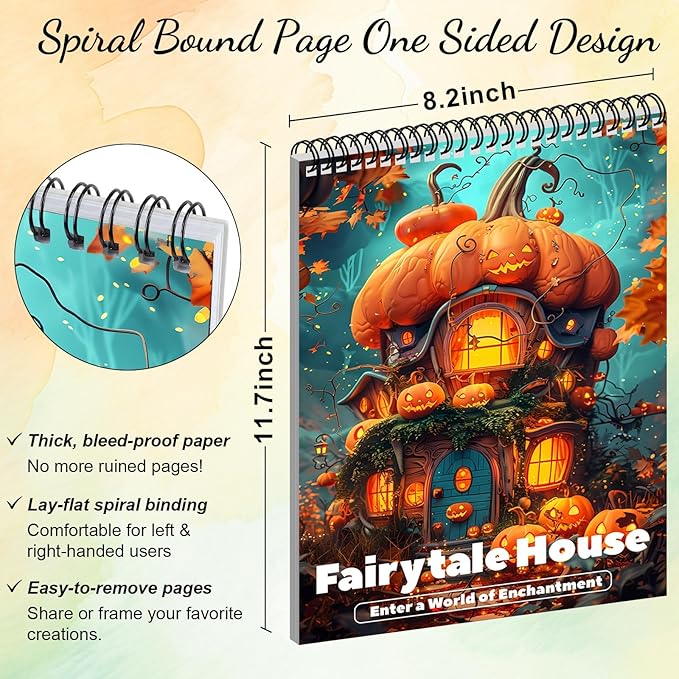 Coloring Books for Adults Relaxation Coloring Book for Women Spiral Bound Printed On One Side Thick Paper Mindfulness Halloween Gifts, Mindfulness Coloring Book 24 Coloring Pages