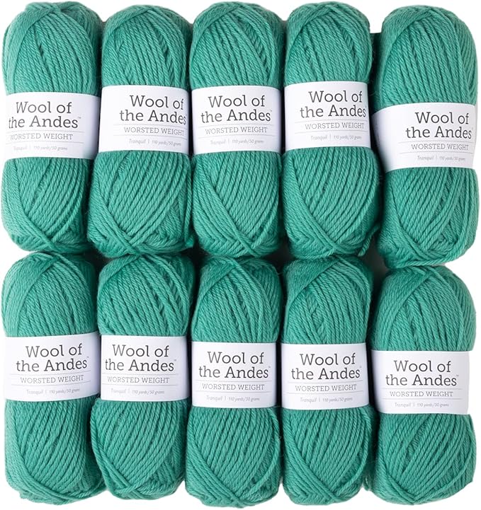 Knit Picks Wool of The Andes Turquoise Worsted Weight Turquoise 100% Wool Yarn Multi Pack (10 Balls - Tranquil)