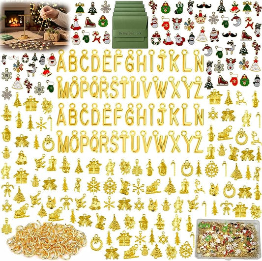 407 Pcs Jewelry Making Charms Kit with Jump Rings – Bulk Enamel, KC Gold & Letter Charms for DIY Necklace, Bracelet & Earring Craft Supplies