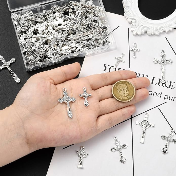 Antique Silver Cross Drink Insect Animal Theme Charms for DIY Jewelry Bracelet Necklace Earring Keychain Decor
