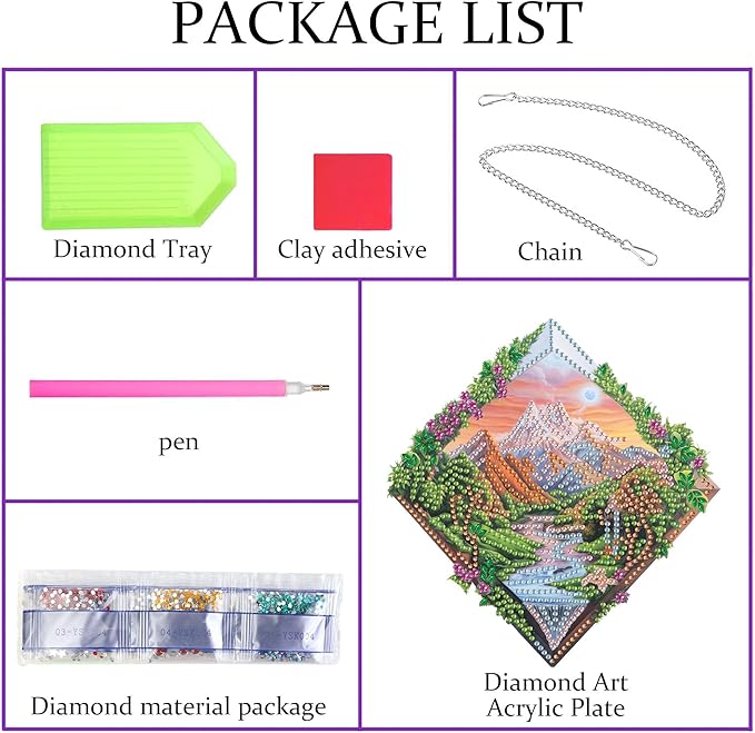 Pavemlo Hanging Diamond Art Kits for Adults Landscape – 8x8 Inch Double-Sided Acrylic Board DIY Crystal Diamond Suncatcher Pendant, Sparkling Home Wall or Window Decoration Handmade Gift