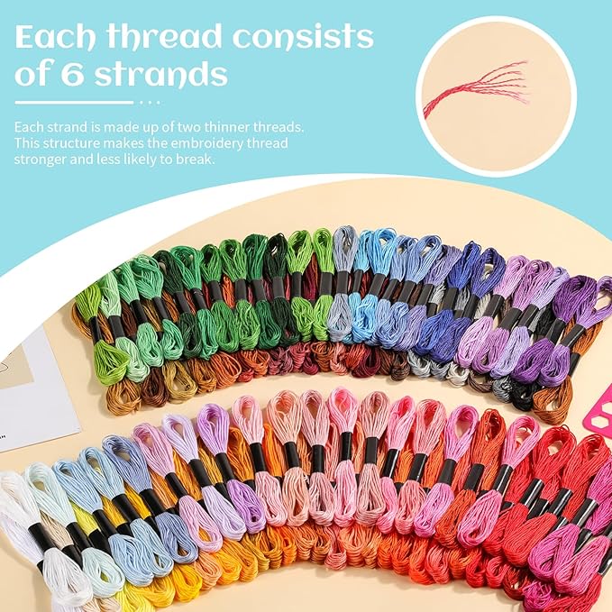 Embroidery Thread,100 Skeins Multicolor Embroidery Floss, Embroidery String for Bracelet Making,Hand Sewing Needle for Embroidery