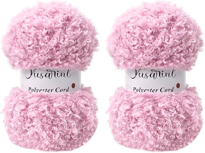 (32 Colors Available) Yusarinl 2 Skeins Teddy Bear Yarn,Fuzzy Yarn for Crochet Polyester Plush Fur for Crafts Fluffy Fuzzy for Knitting(6.7 oz, 80 yds)-Pink