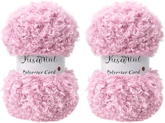 (32 Colors Available) Yusarinl 2 Skeins Teddy Bear Yarn,Fuzzy Yarn for Crochet Polyester Plush Fur for Crafts Fluffy Fuzzy for Knitting(6.7 oz, 80 yds)-Pink