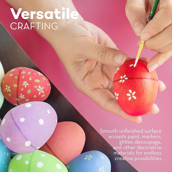 4E's Novelty DIY Paper Mache Easter Eggs to Paint 12 Pack - Paintable & Fillable Blank Easter Eggs Crafts for Kids & Adults, for Easter Arts Classroom Activities & DIY Projects