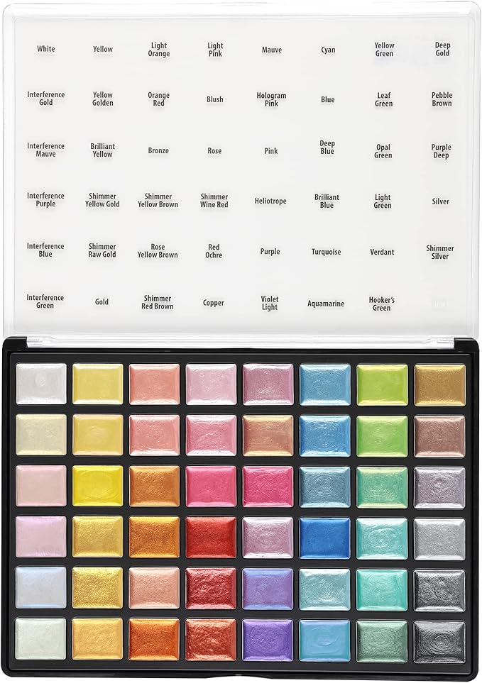 Soho Urban Artist Metallic Watercolors Set – 48 Vibrant Metallic Half Pans in Travel Case – Professional Shimmer Watercolor Paint Set for Artists, Crafters & Mixed Media