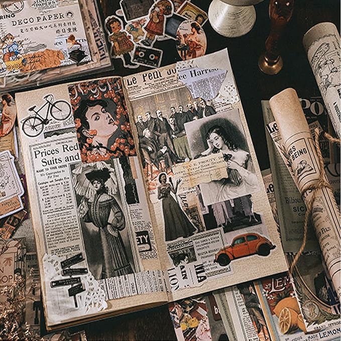 TIYPKE 200pcs Cute Stickers for Journaling - Vintage Scrapbook Paper Aesthetic People Washi Stickers for Bullet Supplies Kit Junk Journal Planners Scrapbooking Supplies Kit Journaling Stickers