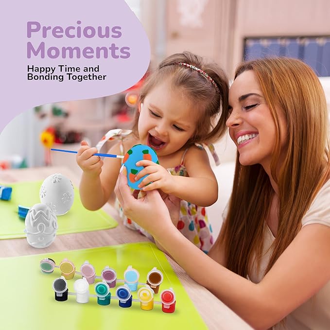 ArtCreativity 3D Easter Egg Painting Kit - Easter Craft Kit Includes Molds, Paint, Brushes for Kids & Adults - Ceramic Plaster Painting Kit - DIY Gifts for Spring - Basket Stuffers