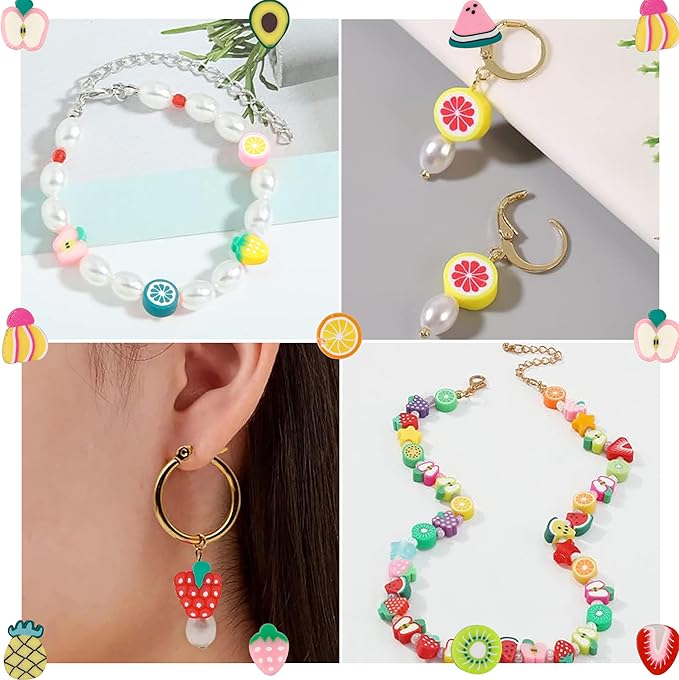 180 Pcs Colorful Fruit Polymer Clay Beads for DIY Bracelet, Necklace, Earring Making