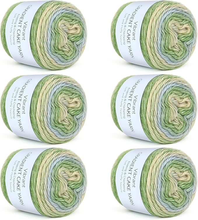 Aeelike Gradient Yarn for Crocheting, Soft Ombré Fairyland Yarn # 3 Light Weight with Vibrant Colors 6 x 100g (3.52 oz) 245m (267 Yards) for DIY Making Colorful Blanket Scarves Hat, Green Gradient