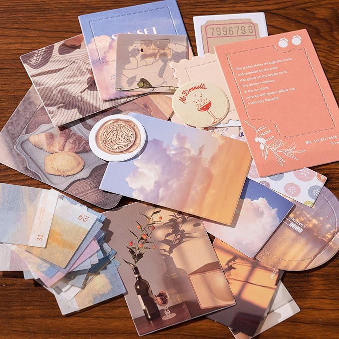 YagCu Aesthetic Scrapbook Kit, Sunset Junk Journal Supplies, Vintage Journaling and Scrapbooking Set, Bullet Journals Materials, Large Collection for Women Adults Beginners, Arts Craft