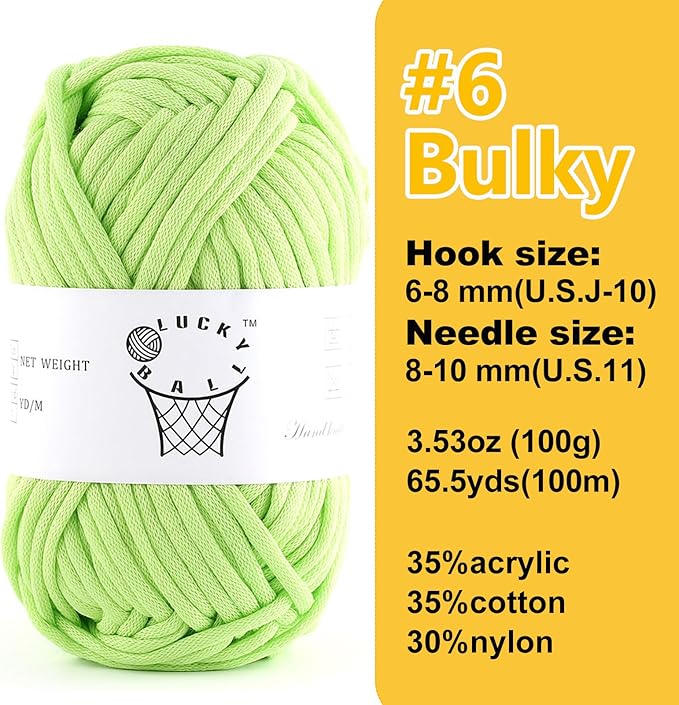 100g Yarn for Crocheting and Knitting,66yds/60m Cotton Yarn for Beginners,Cotton-Nylon Acrylic Blend Yarn for Beginners Crochet Kit Making(Grass)