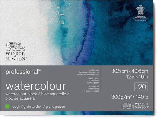 Winsor & Newton Professional Watercolor Paper Block, 12" x 16", Rough