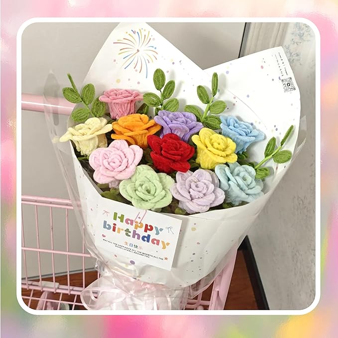 300 Pcs Thick Pipe Cleaners,Craft Supplies Floral Bonquet,DIY Flower Making Kit for Starter with Floral Wires, Gardening Tape,Stamen (7-Rainbow Macaron Palette)
