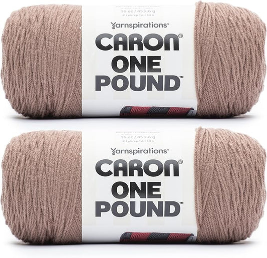 Caron One Pound Truffle Yarn - 2 Pack of 16oz/453.6g - Acrylic - #4 Worsted (Medium) - 812 Yards - Knitting & Crochet