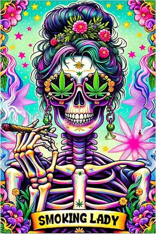 KUFWKEY Skull Diamond Art Kits for Adults,Skeleton Diamond Painting Kit for Beginner,DIY Handicrafts,Full Drill Round Diamond Dots Kits,Mosaic Gem Art and Crafts,Halloween Wall Decor 12x16 inch