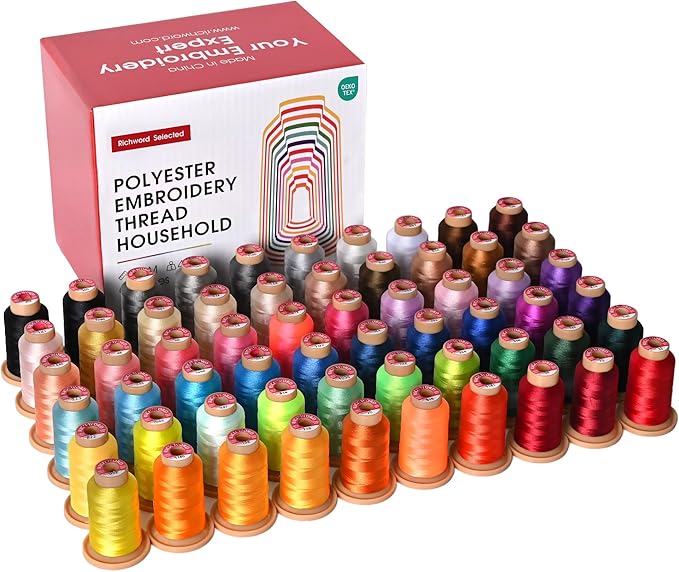 Poolin Embroidery Machine Thread Richword Selected 800M 60 Colors 40WT(108D/2) Polyester Embroidery Thread Set for Embroidery & Sewing Machines – Suitable for Studio and Bulk Projects