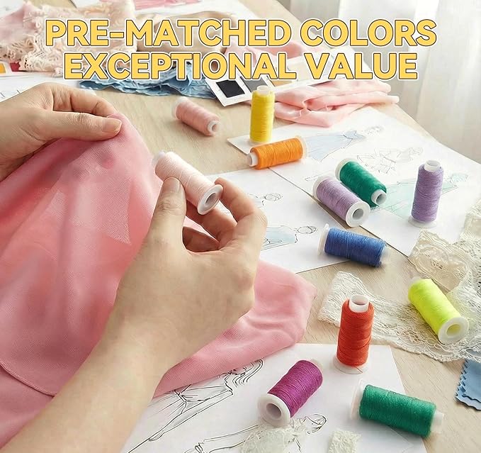 All Purpose Sewing Thread, Lemonfilter 100 Color Sewing Thread Assortment 300 Yards Each Spool Polyester Thread for Sewing, Hilos para Coser for Machine Sewing, Hand Stitching or Embroidery