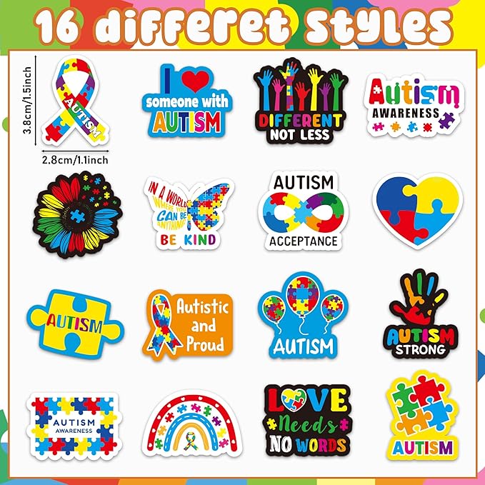 beyumi autism awareness roll stickers - 1000pcs puzzle pieces ribbon sticker in 2 rolls waterproof vinyl autism awareness decal fundraiser event laptop bottle notebook luggage gift decor for kids teen
