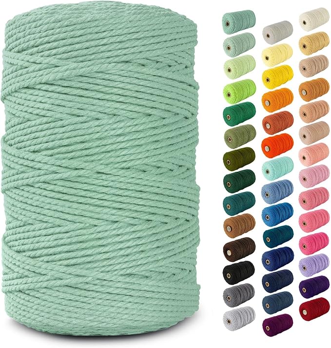 Nook Theory Macrame Cord - 3mm 220 Yards Cotton Rope, 4mm 5mm Yarn, String for Crafts, Perfect for Macrame Wall Hanging and Boho Decorations (Sage)
