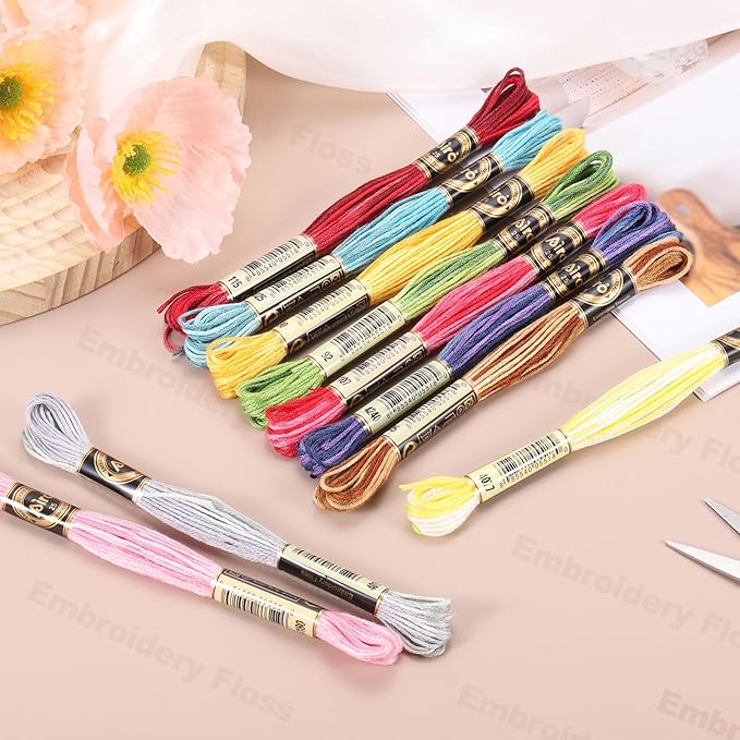 PATIKIL 6 Skeins Embroidery Floss, Polyester Embroidery Threads Bracelets String for Cross-Stitch Hand Embroidery, Gold Tone