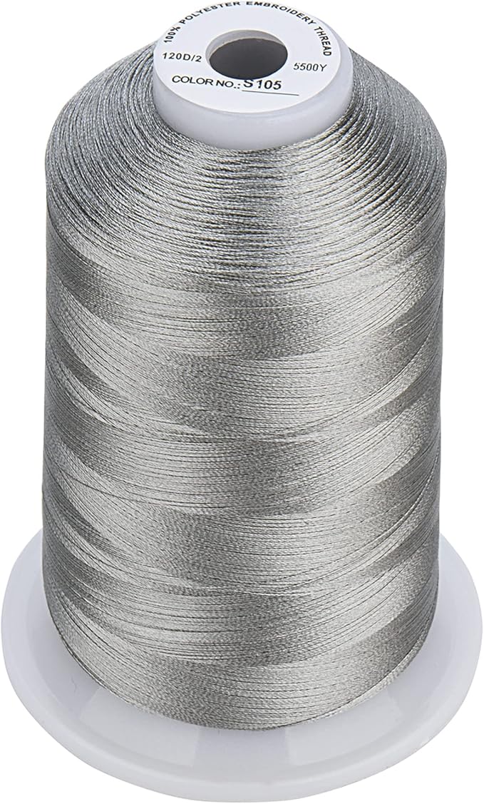Simthread - 33 Selections - Various Assorted Color Packs of Polyester Embroidery Machine Thread Huge Spool 5500Y for All Sewing Embroidery Machines - 3 Different Gray Colors