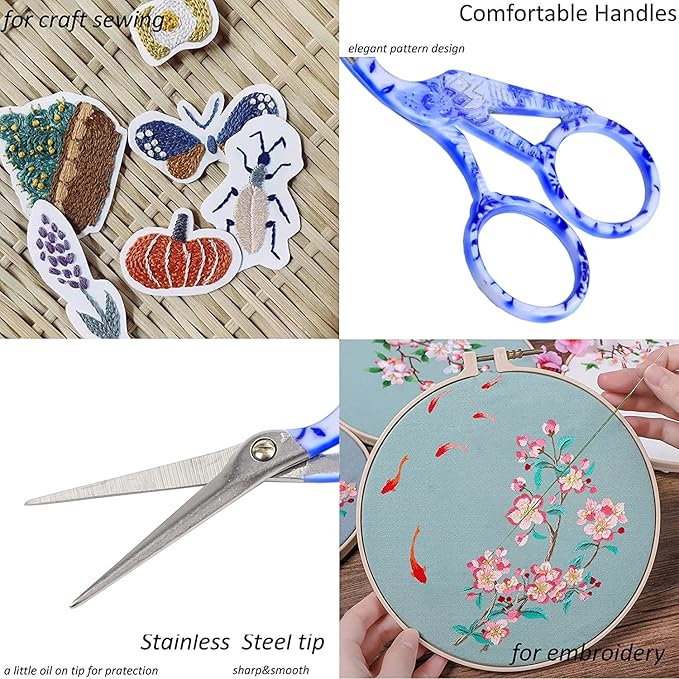 BIHRTC 4.5inch Crochet Scissors with Case Thread Embroidery Scissors Stainless Steel Sharp for Household Handicraft Needlework Threading DIY Art Handcraft Tool