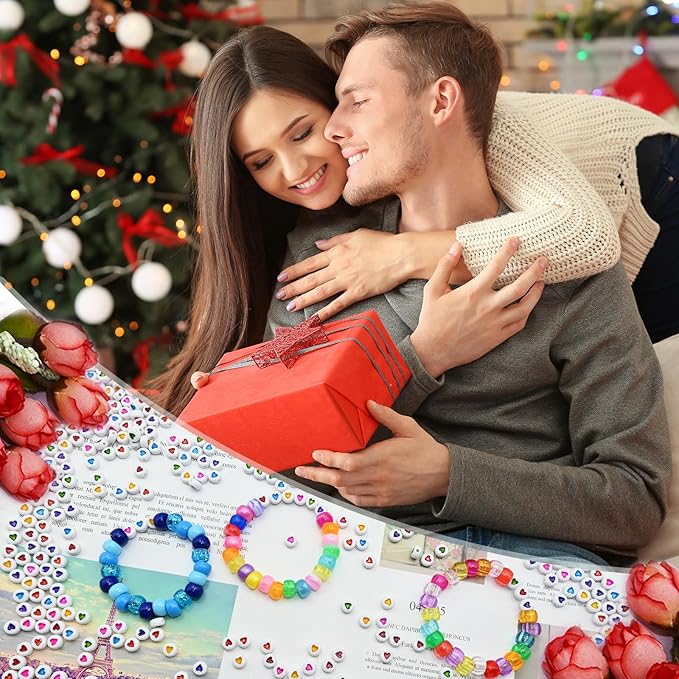 Amaney 500Pcs 7x4mm White Acrylic Colorful Heart sheap Round Beads Mixed Colors Plastic Loose Beads for Jewelry Making