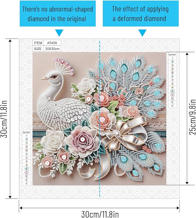 LazyFold Special Shape Diamond Art Kits for Beginners, Diamond Art Painting Kits for Adults Peacock, Crystal Rhinestones Diamond Art Painting for Home Wall Decoration Gift 12×12inch
