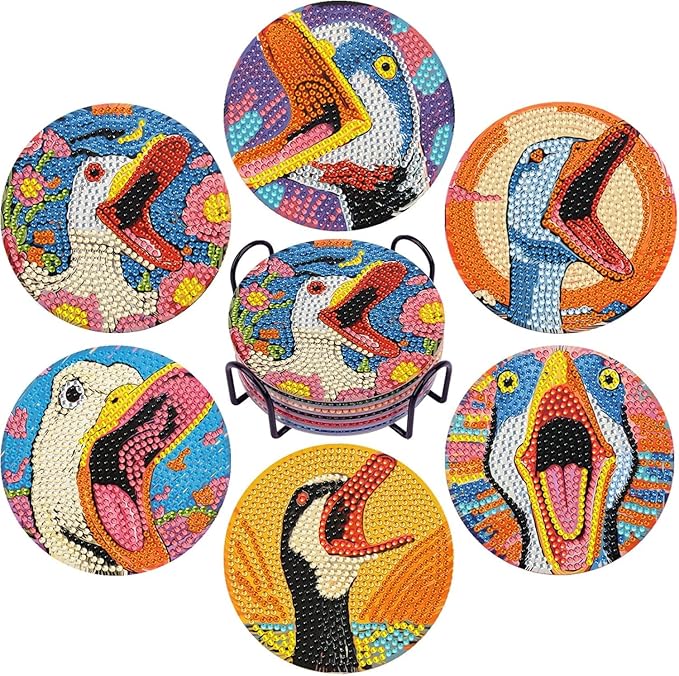 EWJRNSF 6 PCS Diamond Painting Coaster Set - Small Diamond Painting Coasters Kit for Beginners and Adults - Art Craft Supplies Item